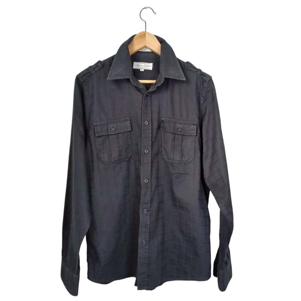 Eighty Eight Black Button-Up Men’s Shirt - Long Sleeve Casual Cotton Top, Size L